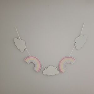 Rainbow and cloud wood garland